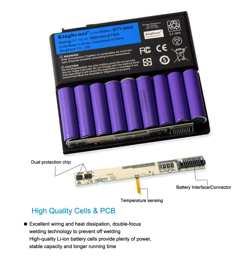 Kingsener 11,1 V 7800mAh лаптоп с Батарея BTY-M6D для MSI GT783H GX660 GX660DX GX70H GX780R GT70 GT760 GT60 GT660 GT685R GT683R