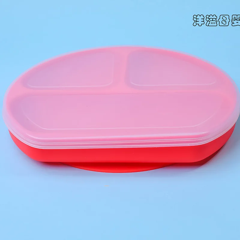 

Semi-Circular Sucker Plate Silicone Plate One-piece Cartoon Baby Seperated Plate CHILDREN'S Tableware Export Hot Selling