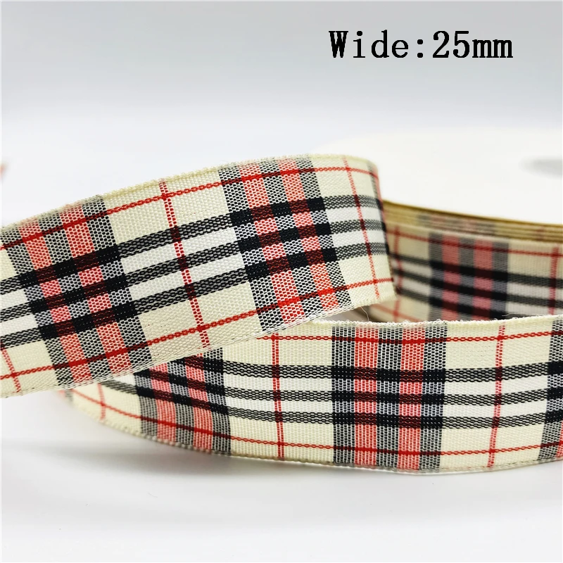Christmas Ribbon 5yards/Lot 25mm Plaid Ribbon Christmas Decor Ribbon For Handmade Design Christmas Decoration DIY Gift Wrapping ribbon decoration ribbon supplies christmas ribbon wrapping ribbon