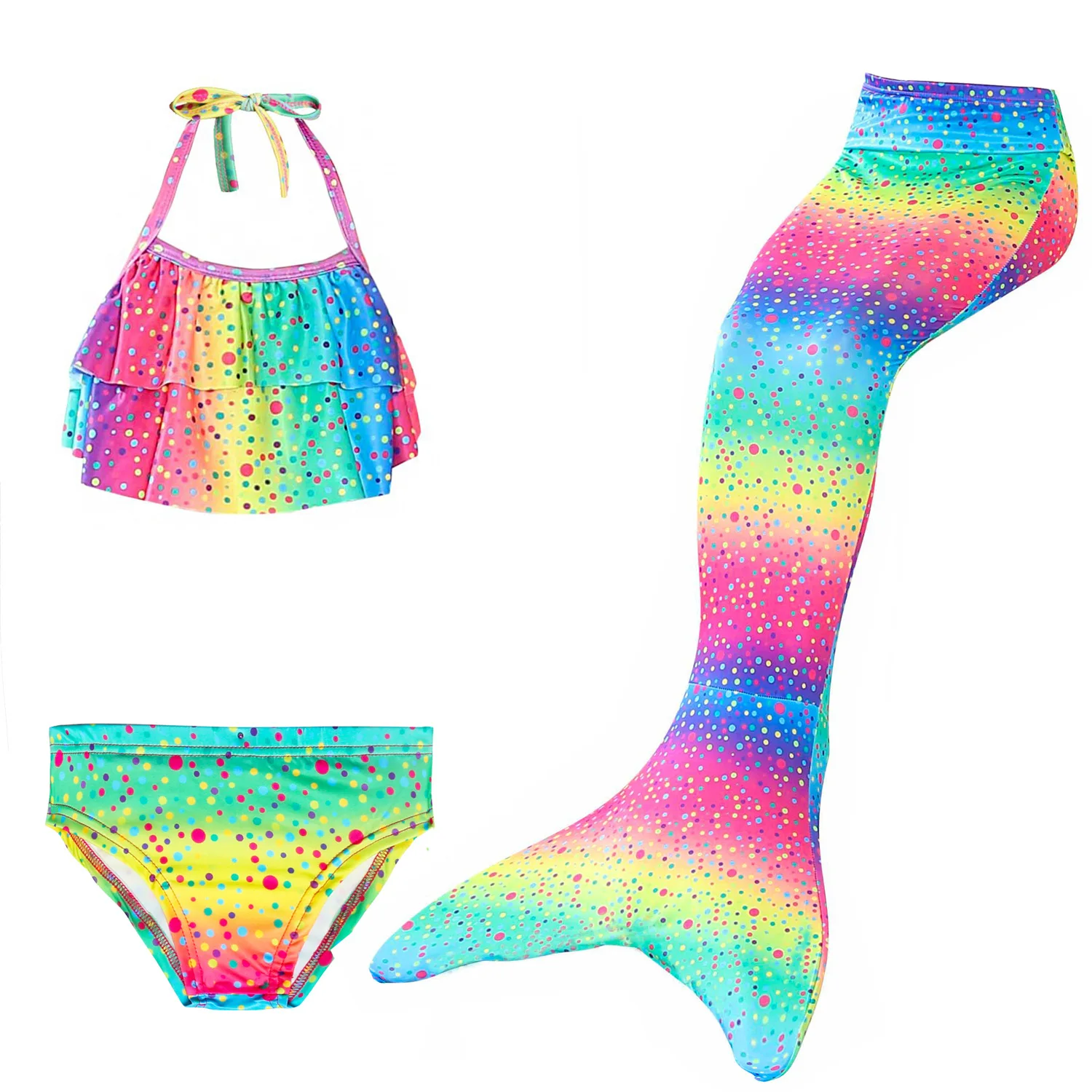 

3PCS/Set The Little Mermaid Tail Costume Children Mermaid Tail Cosplay Kids for Girl Fancy Swimsuit Halloween Costume No Flipper