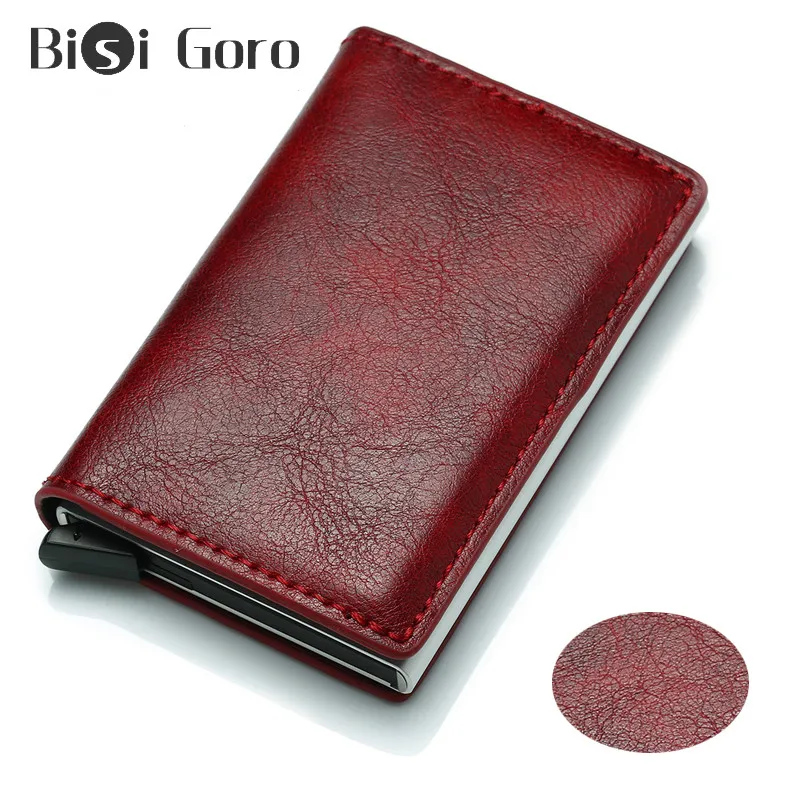 BISI GORO Противоугонный Rfid кредитный держатель для карт бизнес мужчины и женщины кожаный держатель для карт наличные карты карман маленький тонкий чехол для ID карты