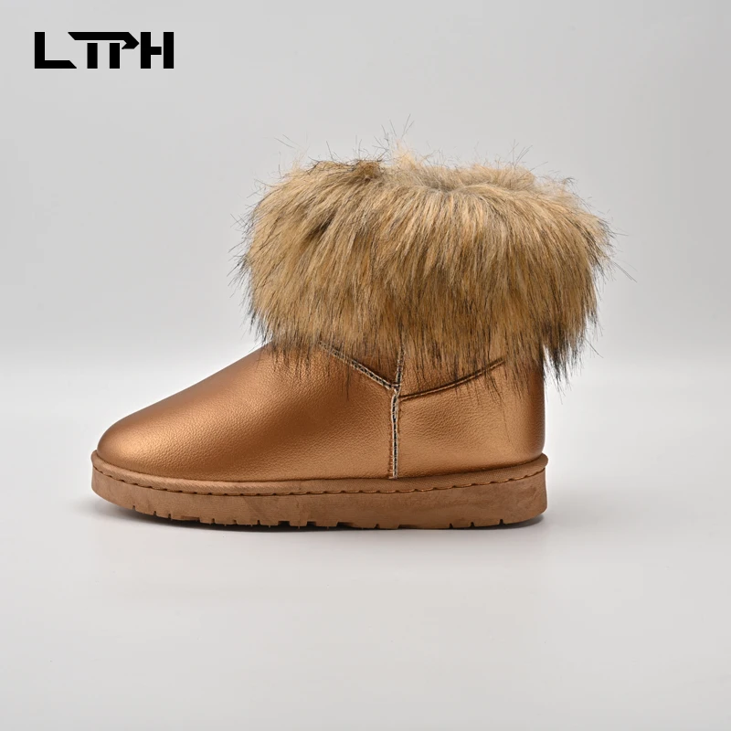 

LTPH snow boots 2020 winter new solid color round toe warm plush women's shoes casual and comfortable outdoor platform boots