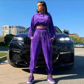 

Fashion Trendy Hooded Jacket Women's Clothing 2 Piece Set Autumn and Winter Tops and Sports Pants Close-fitting Soft Fabric
