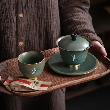 

Japanese Ceramic Traditions Gai Wan Tea Set Bone China Kung Fu Gaiwan Tea Porcelain Pot For Travel Beautiful Pottery Utensils