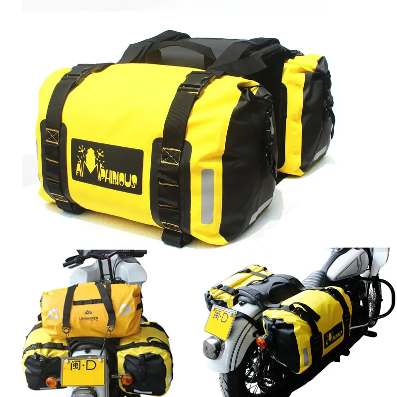 60L Waterproof Motorcycle Saddle Bag Kit Knight Rider Multi-Function Portable Bags Luggage Universal Tail Moto |