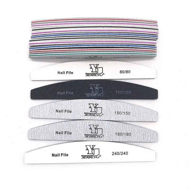 10pcs Nail File 80/100/150/180/240 Nail Buffer Professional Sandpaper Nail Gel Polish Files Strong Thick Mix Sanding Manicure To