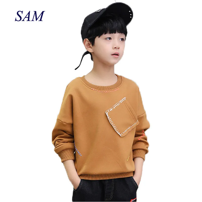 

New 2021 boys t-shirts kids long sleeve tees tops clothes solid cotton spring autumn children school t shirt boys kids clothes