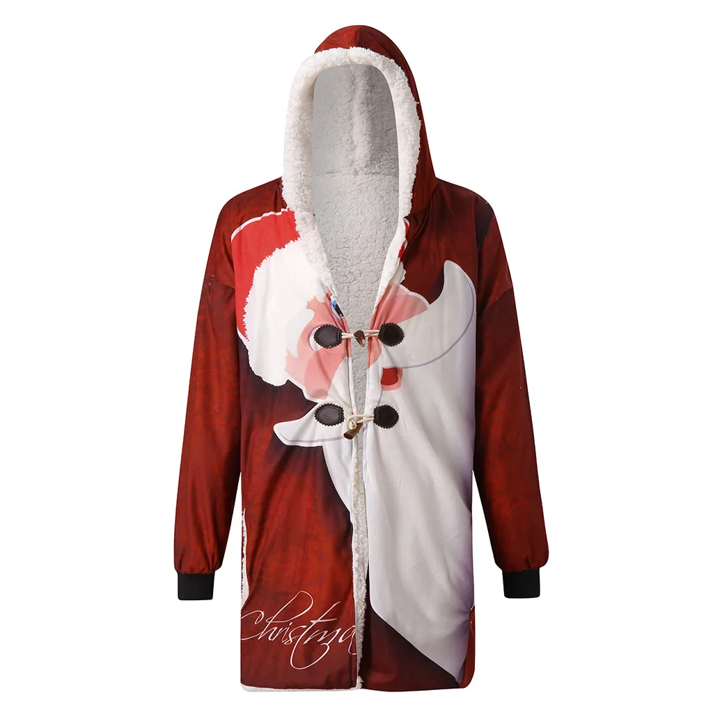 Chaqueta hombre jaqueta masculino зимнее пальто мужское зимнее длинное с роговой пряжкой плюс бархатное плотное рождественское пальто с 3D принтом casaco
