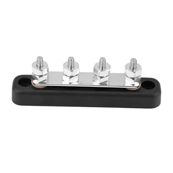 

100A AC 300V DC 48V 4 Studs Bus Bar Electric Terminal Junction Block Glass fibre reinforced nylon Brass Stainless Steel Made