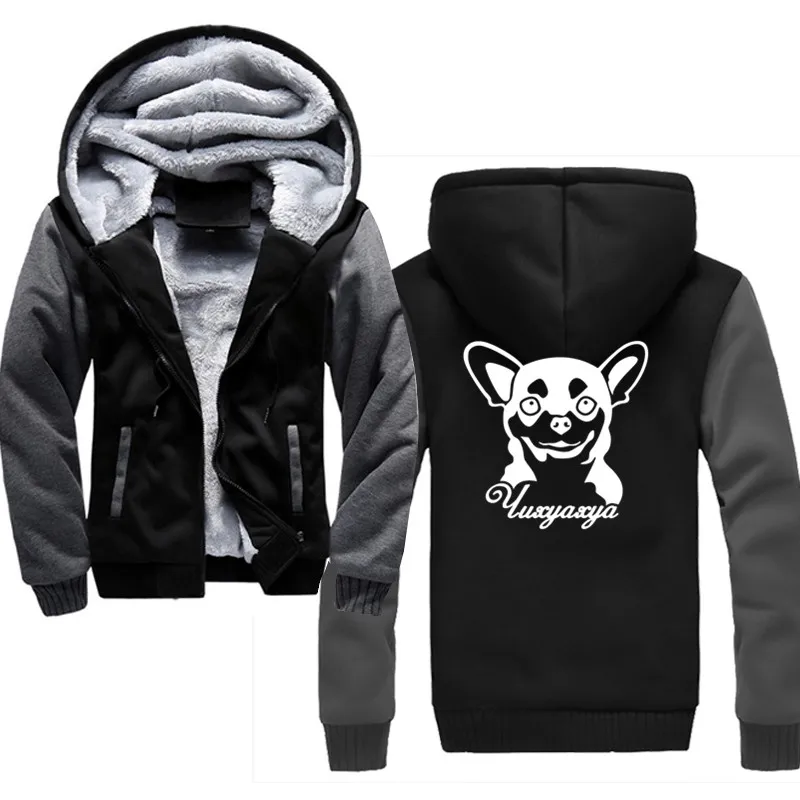 

Free delivery Chihuahua cut animal Male Warm Thick Velvet Solid Sweatshirt Tracksuit Men Hoodies And Sweatshirts Jacket