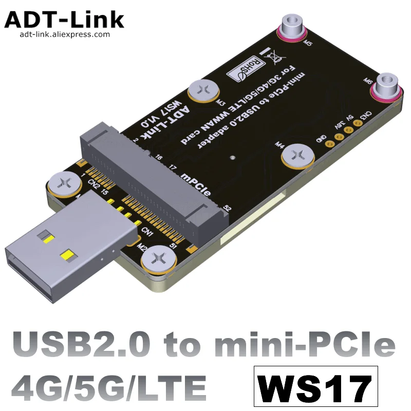 Schede Mpcie Da Mini-Pcie A Usb 2.0 Per 3G/4G/5G/Lte Gsm, Gprs, 3G,Cdma, Wlan,Wwlan, Modem Hspa, Gps, 4G Wimax, Lte Con Doppia Sim