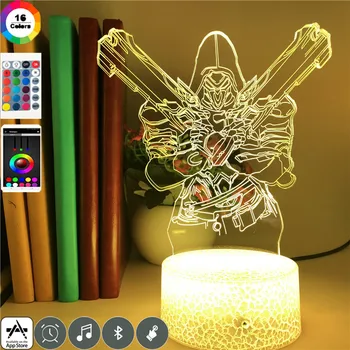 

7 Color Changing Lamp The Game Overwatch Reaper 3D Led Desk Character Model Illusion Bulbing Usb Led Clock Base Night Light