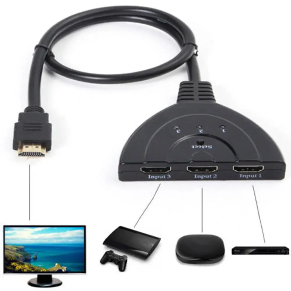 HobbyLane 3 порта к 1 HDMI автоматический переключатель сплиттер коммутатор кабель для HDTV DVD Черный
