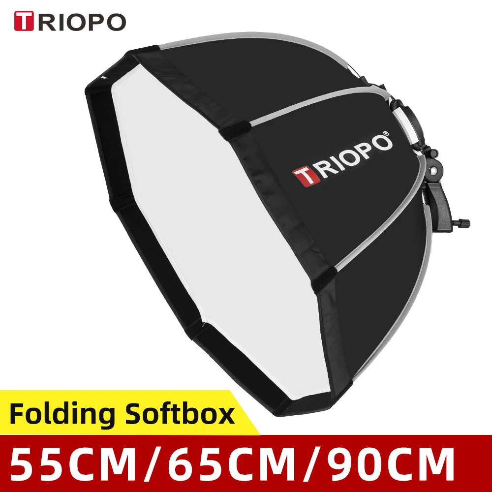 Складной восьмиугольный софтбокс TRIOPO 55 см 65 90 120 кронштейн крепление ручка для