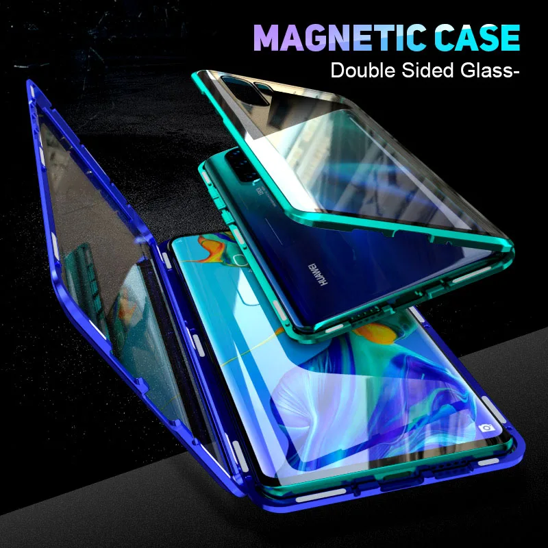 Magnetic Cases For Honor 10i 10 20 Lite Huawei P30 P20 Mate Pro 8X 9X Double Sided Tempered Glass Mobile Cover | Мобильные телефоны