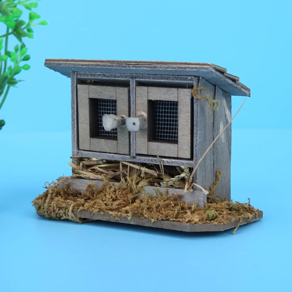 1/12 Miniatures Dollhouse Wooden Simulation Chicken Coop Decoration Mini Chicken Coop for Dollhouse Decoration Accessories