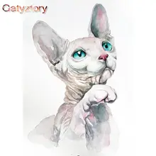 

GATYZTORY White Cat Animal Oil Picture By Numbers Kits Handmade Unique Gift 40x50cm Frame Canvas Home Living Room Decor Photo