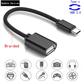 

Braided USB C To USB Adapter Type C OTG Cable USB C Male To USB 3.0 A Female Cable Adapter for MacBook Pro Samsung S9 USB-C OTG