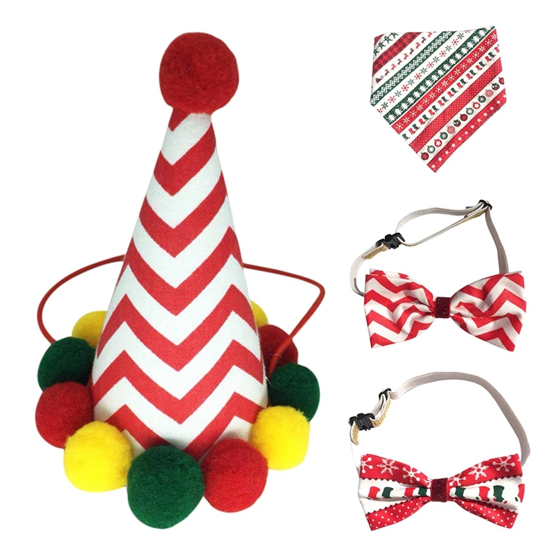 

Dog Puppy Cat Bandana Christmas Collar Scarf Hat Pet Triangular Scarf With Elk Patten Bibs For Chihuahua Yorkies
