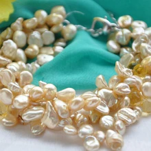 DYY 914+++ 4 нити 7 мм капельного желтого кристалла Ламина шампанского пресноводный жемчуг браслет