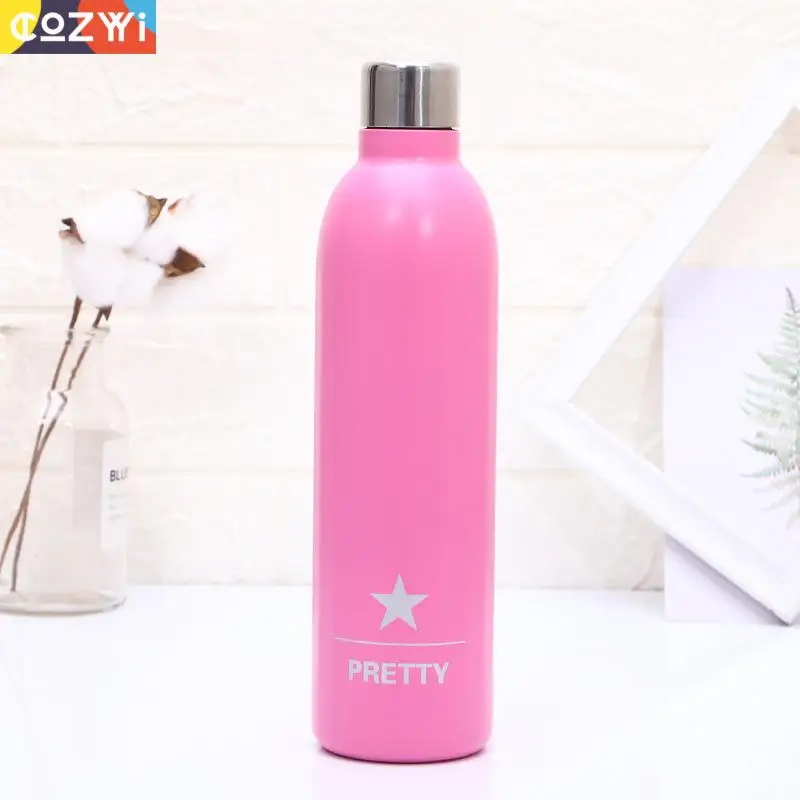 500ml Water Bottle Vacuum Insulated Flask Garrafa Termica Thermos Termo Cup Bullet Shape Outdoor Coffee Cup