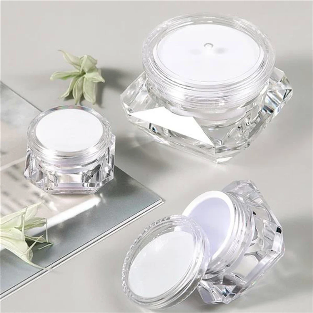 

15g/25g/60g Plastic Cosmetics Jar Clear Diamond Crystal Shape Shell Makeup Box Nail Art Glitters Mini Storage Pot Container