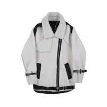 Мужская уличная куртка в стиле хип-хоп, мотоциклетная куртка, толстая верхняя одежда, мужское зимнее пальто, модное Свободное пальто из искусственного меха, кожаное пальто