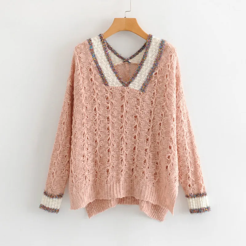 

casual loose Women Sweaters Autumn crochet Sweaters female hollow out sweater knitted Women Clothing