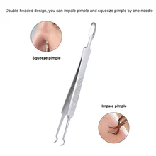 2-в-1 зубная щетка с двумя головками и Нержавеющая сталь прыщей иглы черноголовых удаления инструменты акне клип пинцет экстрактор комедонов инструмент