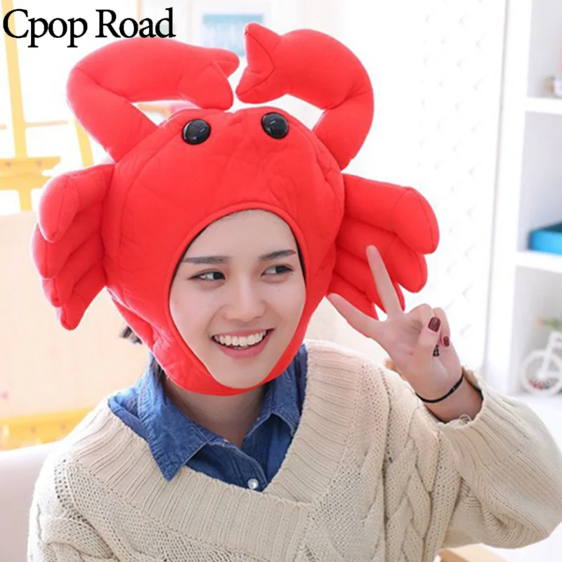 Забавный головной убор Cpop Crab для женщин, забавные теплые зимние шапки унисекс для фотосессии с изображением животных из мультфильмов, аксессуары для концертов