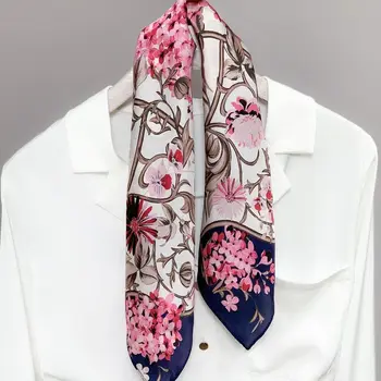 

2020 Hot 100% Natural Real Silk Neckerchief For Women Print Square Scarf Headscarf Pure Bandana Hijab Foulard Scarves Pashmina