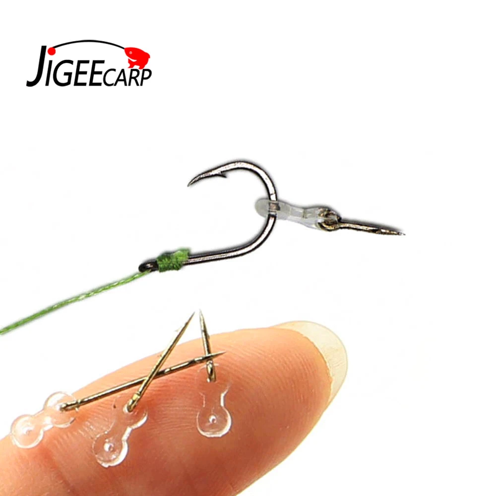 

JIGEECARP 120PCS Metal Carp Bait Spike Carp Fishing Hook Bait Sting Boilies Pin with Clear Rubber Hair Rigs Terminal Tackles