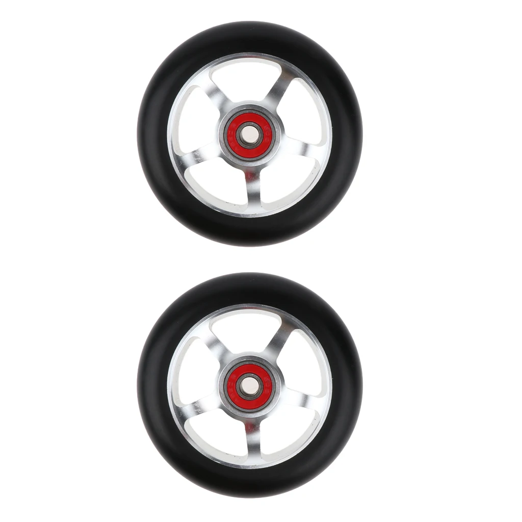 Complete 2pcs Aluminum Alloy 100mm Pro Stunt Scooter Wheels with Bearing Kick Scooters