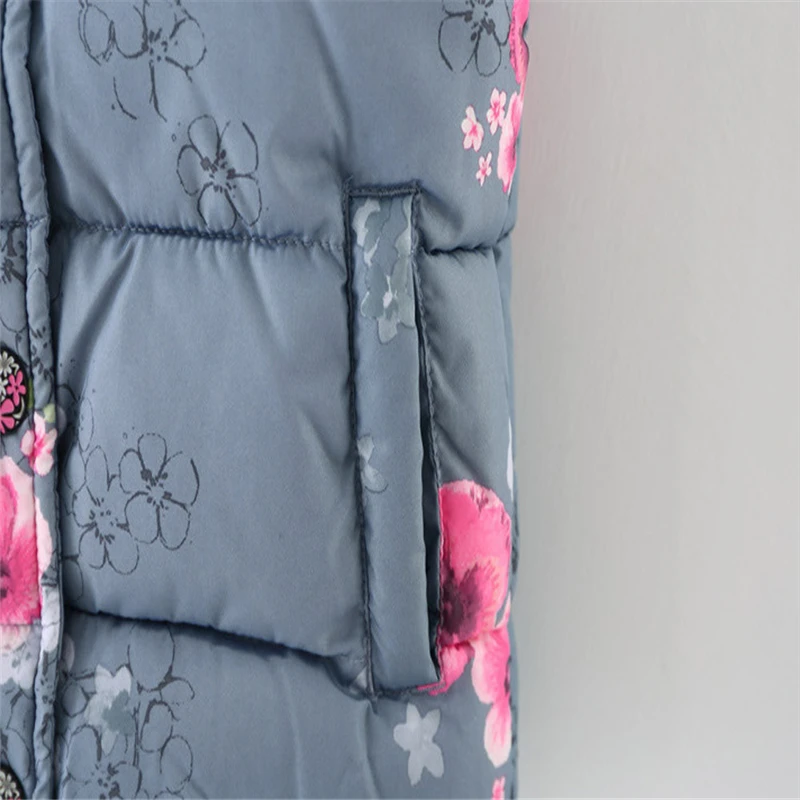 Зимняя куртка для девочек и мальчиков, Folwer цветочного принта для девочек теплый жилет с плюшевой подкладкой парки Детские куртки куртка-штормовка для девочек, одежда для малышей, 19Aug