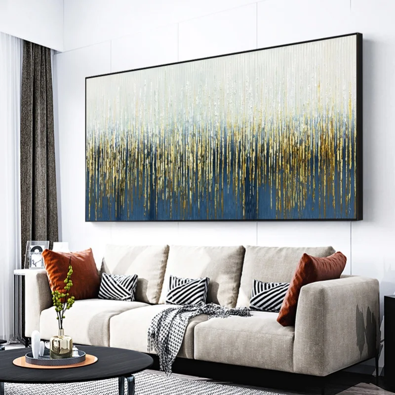 

The Living Room Sofa Backdrop Mural Extravagant Light Horizontal Version Of T Decorative Painting Pure Hand-painted Oil Painting