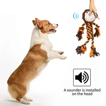 

Dog Chew Toys Rope Animals Durable Squeaky Dog Toys Cute Plush Dog Toy with Rope Body and Stuffed Head for Small Large Dogs