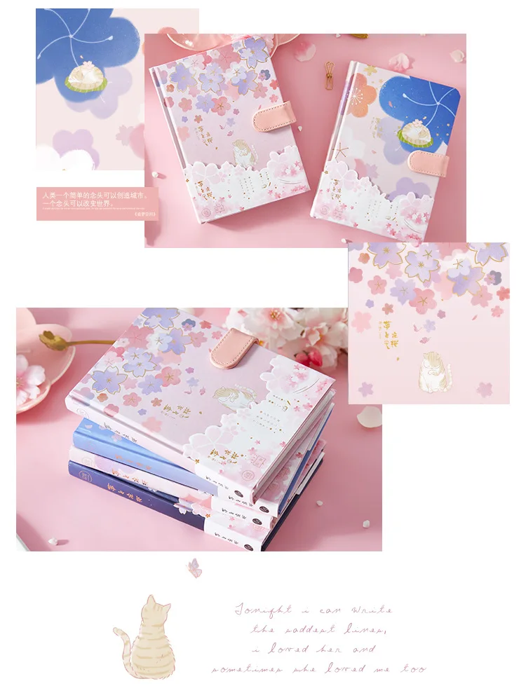 1 шт. Kawaii блокнот планировщик Sakura Cat магнитный блокнот планировщик книга для девочек дневник с рисунком внутренняя страница студенческий стационарный