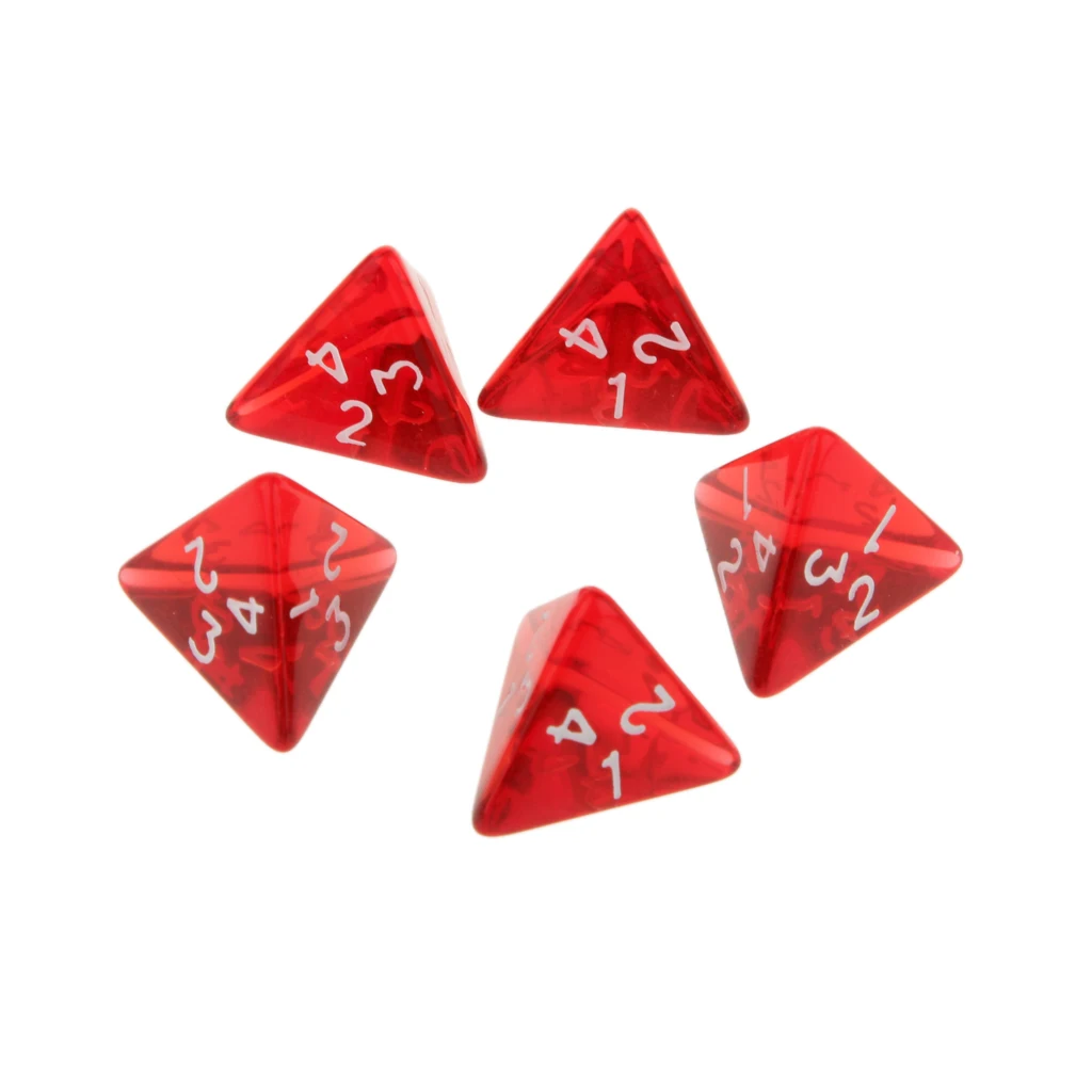 Pack Of 60 Gem Multi-Sided D4 Polyhedral Dice Set D4 20mm for D&D TRPG Cup Games Red Color
