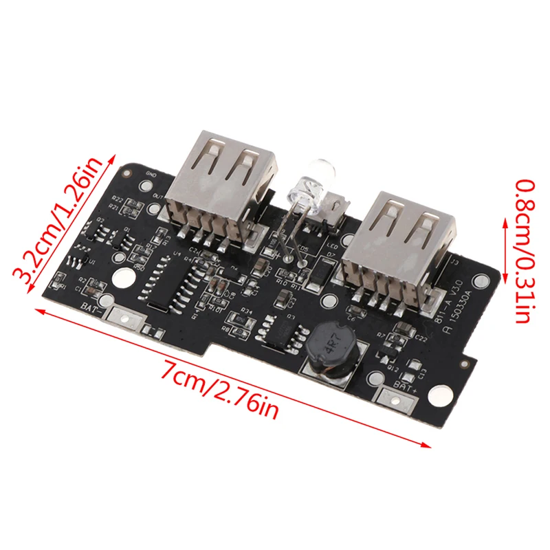 

5V 2A Power Bank Charger Module Step Up Boost Power Supply Charging PCB Circuit Board DIY Dual USB Output LED 1PC