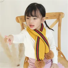 Детский шарф с шалью для мальчиков и девочек; сезон осень-зима; Корейская однотонная мягкая теплая повседневная одежда с помпоном; модные аксессуары; Outdoor-RDC-W7