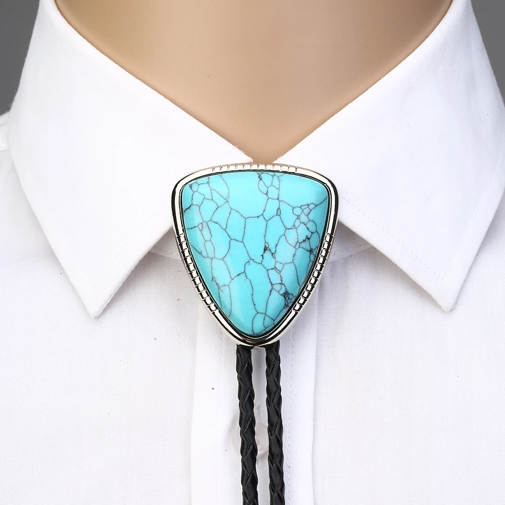 

KDG western cowboy zinc alloy BOLO tie triangle point natural stone tie western cowboy shirt accessories tie