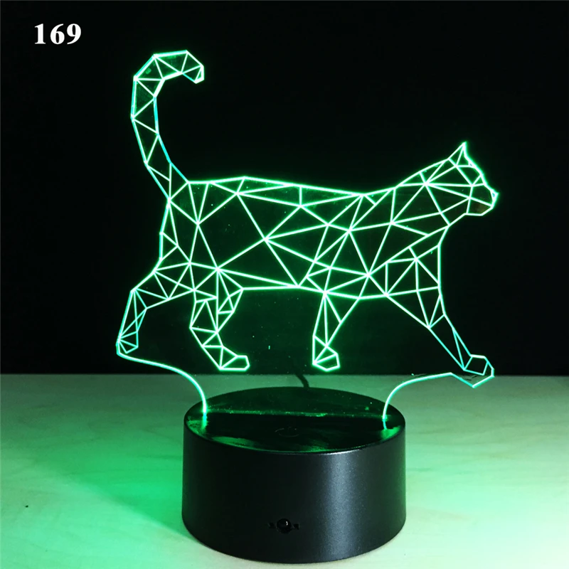 3D животное ночник светодиодный геометрический собака кошка украшение для стола