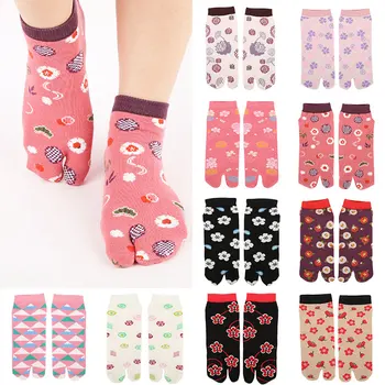 

New Two Finger Women Socks Print Cute Socks Patchwork Sweat Short Cotton Toe Sock Creative High Quality Split Toe Socks 1 Pair