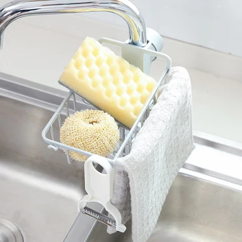 

Bathroom Shelves Bathroom Hardware Bathroom Fixture Sponge Rag Sink Drain Rack With Hook Faucet Rack draining rack sponge holder