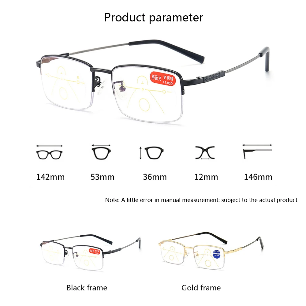 Zilead Titanium Alloy Multifocal Progressive Reading Glasses Men Women Anti Blue Light Computer Presbyopic Business Eyeglasses images - 6