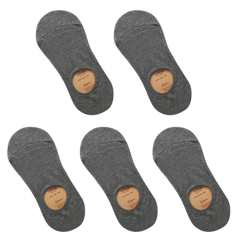 style K 5 pairs 5 пар однотонных носков женские лодочные носки невидимые Хлопковые женские весенне-летние модные неглубокие силиконовые носки-Тапочки - Цвет: style K 5 pairs