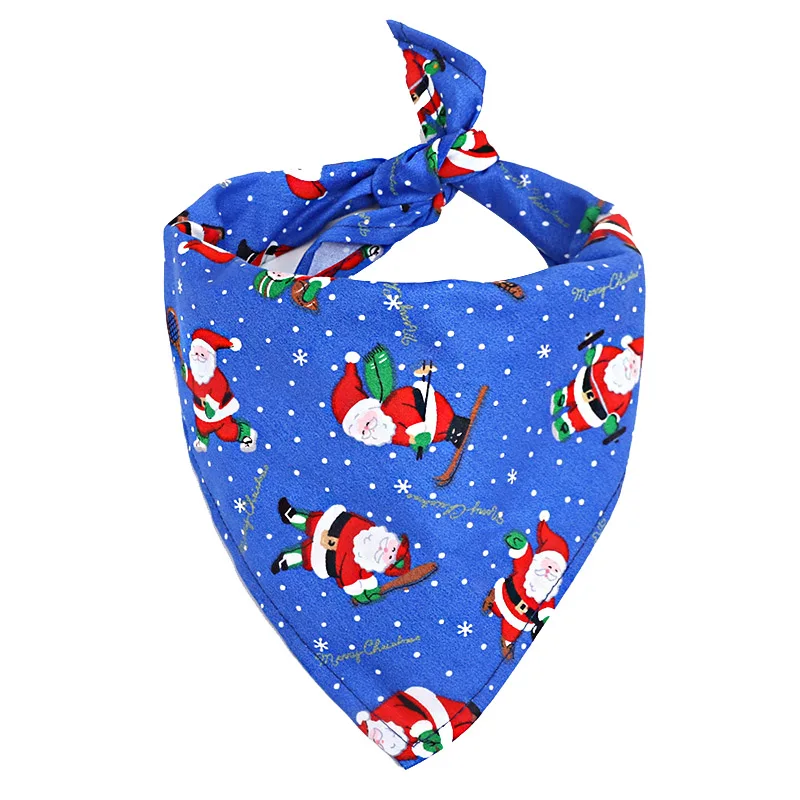 Blue Santa Claus Рождественская собачья бандана для маленьких средних нагрудники собака полотенце шарф Мягкая Печать щенок шарф для котов собачий шарф для питомца ошейник аксессуары - Цвет: Blue Santa Claus