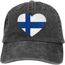 Мужская/Женская Регулируемая джинсовая тканевая Кепка-бейсболка с флагом в форме сердца