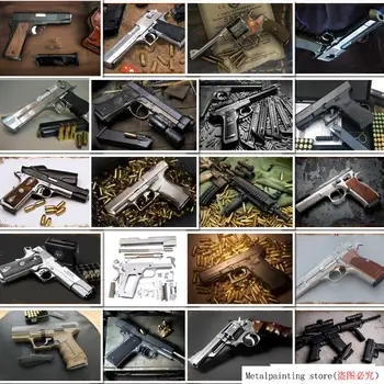 

Pistol Metal Tin Signs Gun Shop Man Cave Wall Decor Sign Metal Decor Metal Poster Plate Plaques Wall Sticker Iron Painting