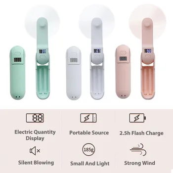 

Mini Portable Fan 2000mAh Handheld Rechargeable 3 In 1 Electric USB Cooling Air Fold Fan With Emergency Power Bank